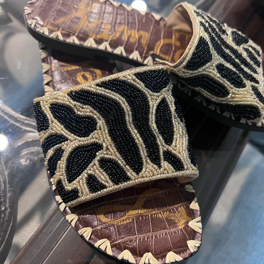 Sam Edelman sandals beautiful zebra beads detail used gently true to size - Picture 8 of 17